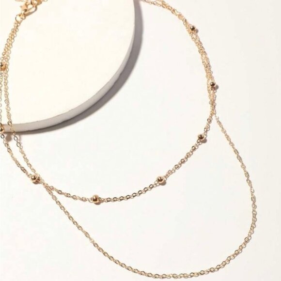 Gold 1pc Beaded layered Necklace - Picture 2 of 2
